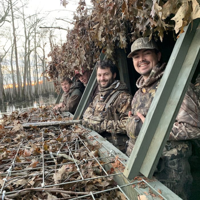 Hunters in a duck hunting blind